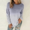 sebulube Women Plus Size Tie-Dye Printed Gradient Pullover Long Sleeve Sweatshirt Top