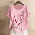 thumbnail image 1 of Shorts pour Femmes, Blouses pour Femmes, Mode Féminine Imprimée Confortable Ample Manches Courtes Blouse Boutonnée Col Rond Décontracté, 1 of 4