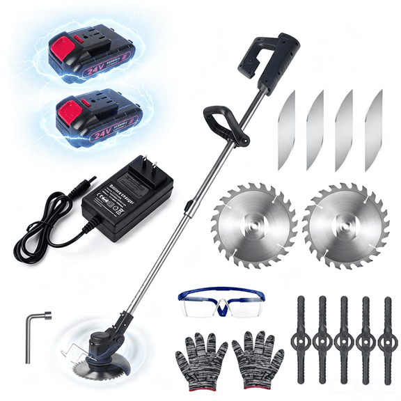 Paddsun Electric Weed Eater Lawn Edger Cordless Grass String Trimmer Cutter 24V &Battery