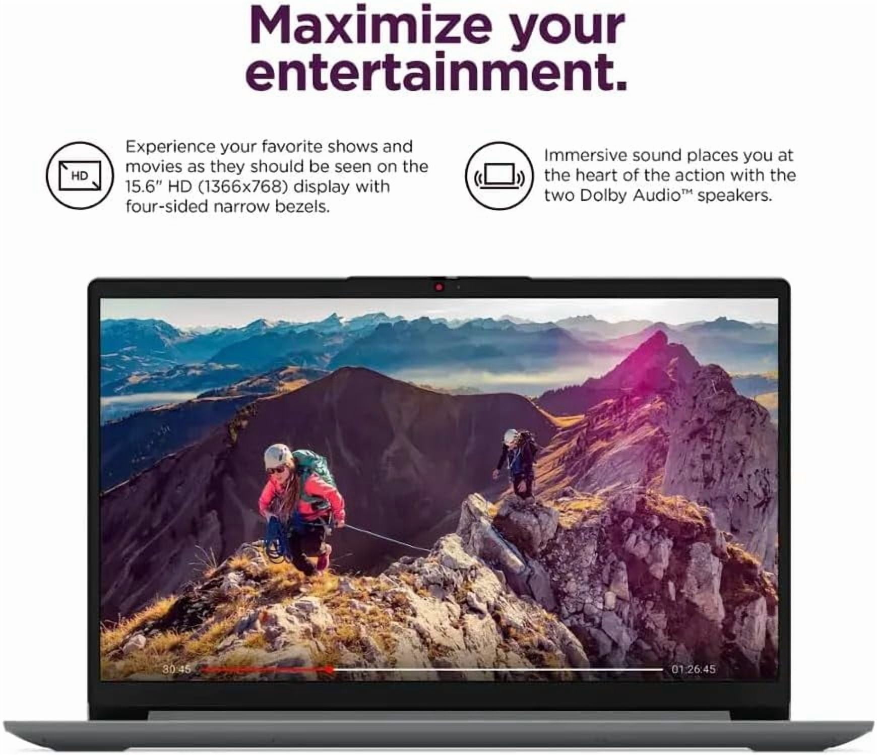Lenovo Ideapad 1 15.6" HD Laptop, Intel Celeron N4500, 8GB DDR4 Memory, 128GB eMMC, One-year Office 365, Windows 11 Home in S Mode, Cloud Grey with Mazepoly Accessories