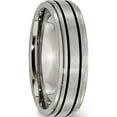 thumbnail image 4 of Titanium Brushed Center Black Enamel 6mm Ridged Edge Band (Size 13) Made In China tb336-13, 4 of 5
