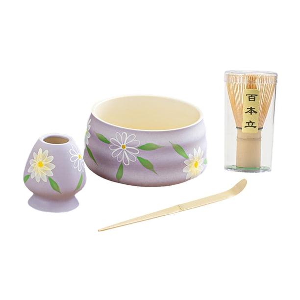 Juego de batidores Matcha, Kit de del té Matcha, utensilios para té de moda, soporte para batidor, cuchara para mesa, salón de Púrpura