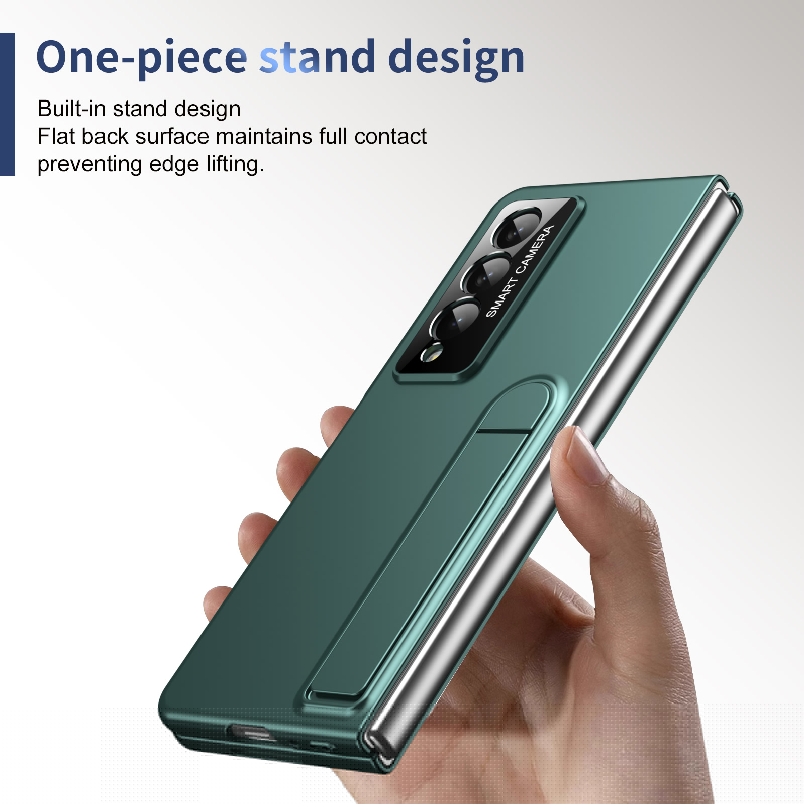 thumbnail image 4 of ELEHOLD Case For Samsung Galaxy Z Fold 3, HD Front Membrane Built-In Kickstand Military Grade Drop Protection, Anti-Fingerprint Lens Frame Cover Slim Fit Folding Case For Samsung Z Fold 3,Green, 4 of 9
