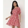 thumbnail image 2 of Moomaya Printed Rayon Dress, Flutter Sleeves Embroidered Casual Summer Dress, 2 of 8