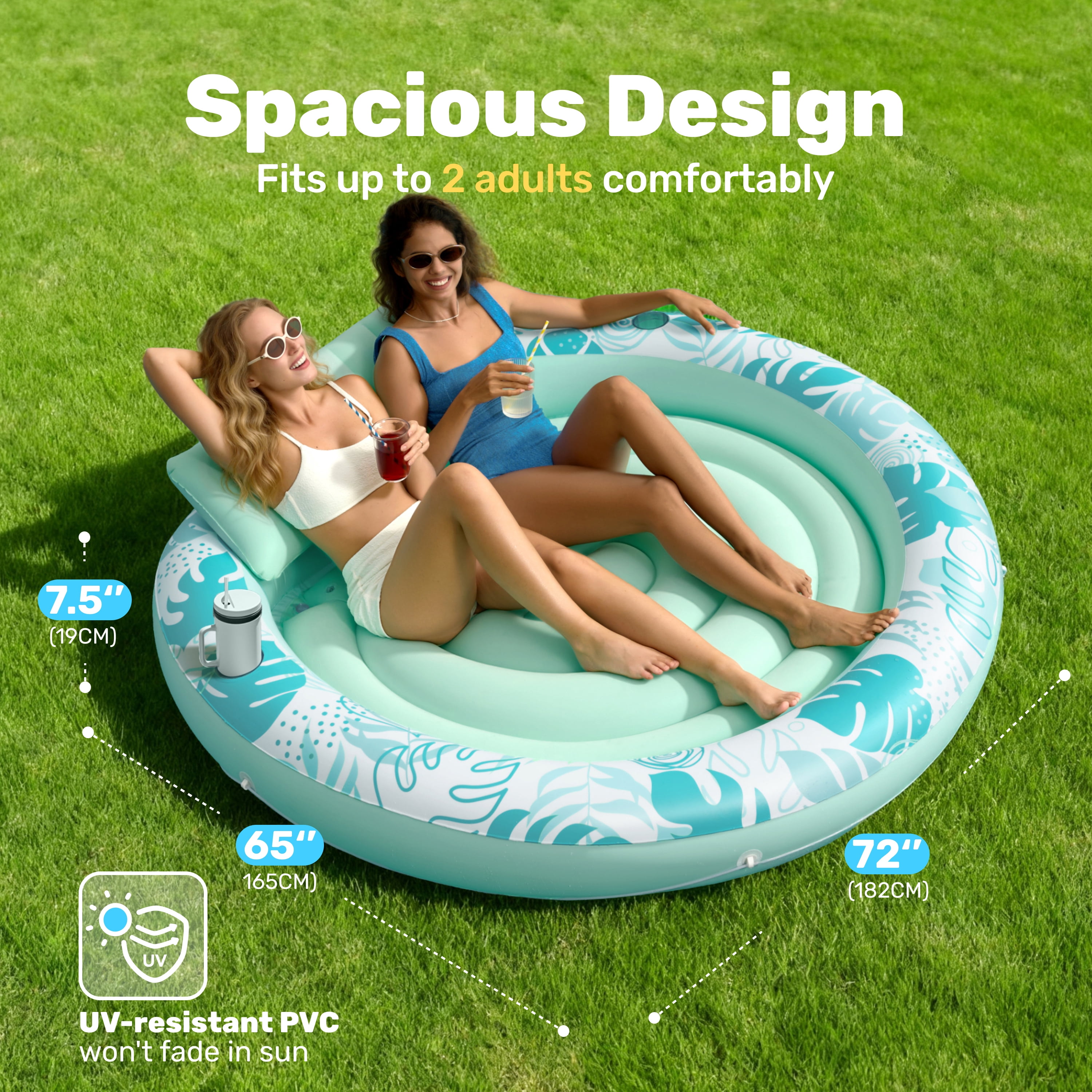 SLOOSH Round Fabric Tanning Pool (Cyan)