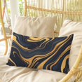 thumbnail image 4 of Abstract Marble Pillow Covers, Linen Long Throw Pillow Case, Black Golden Modern Ombre Fluids Art Holiday Pillow Protector Decorative Cushion Cover for Living Room/Bedroom 20" x 30", 4 of 8