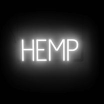 SpellBrite HEMP LED Sign for Business. 17.3" x 6.3" White HEMP Sign Has Neon Sign Look With Energy Efficient LED Light Source. Visible from 500  Feet, 8 Animation Settings.