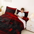 thumbnail image 3 of jejeloiu Modern Geometric Aesthetic Full Size Sheets,Red Black Plaid Stripes Pattern Bed Sheets For Boy,4 Pieces, 3 of 6