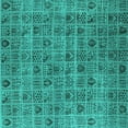 thumbnail image 1 of Ahgly Company Machine Washable Indoor Square Oriental Turquoise Blue Industrial Area Rugs, 6' Square, 1 of 4