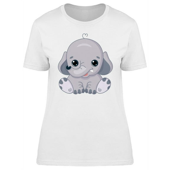 Cute Kawaii Elephant Cartoon Tee Women's -Image by Shutterstock