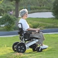 thumbnail image 3 of Fold And Travel Auto Recline Lightweight Foldable Electric Power Portable Wheelchair - Red Seat, Silver Frame with 1 Battery, 3 of 15