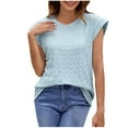 thumbnail image 2 of Tank Tops for Women Plus Size Round Neck Sleeveless Tank Tops Summer Casual Loose Blouses Light Blue XL, 2 of 6