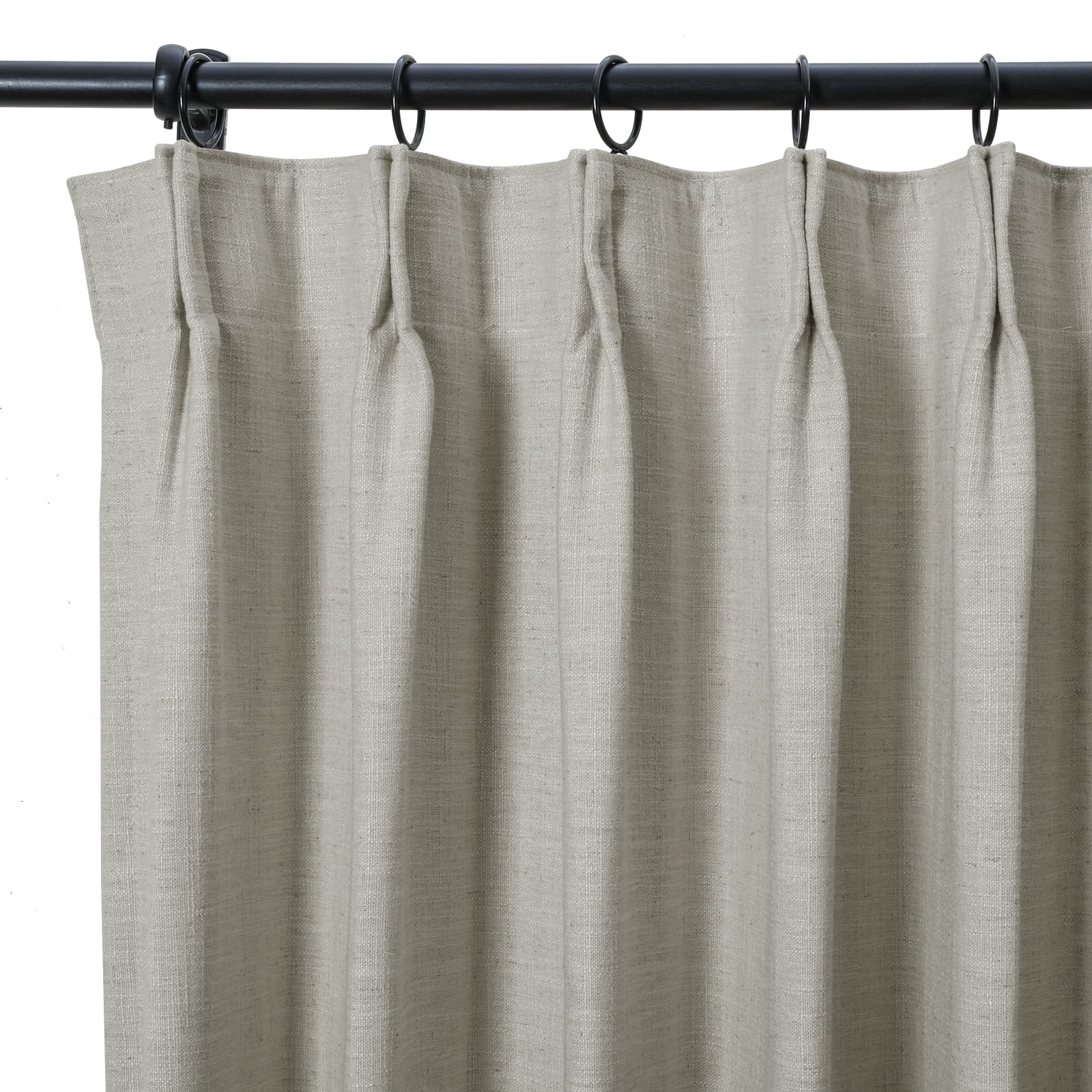 TWOPAGES 52 W X 108 L Inch Length Curtain Pinch Pleated Header Room Darkening Drape Linen Blend Drapery for Bedroom, 1 Panel, Grey