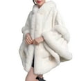 thumbnail image 2 of Women's Plush Cardigan Faux Fur Comfy Soft Cloak Shawl Wraps Winter Poncho Oversized Cape For Evening Party (Free Size, White), 2 of 7