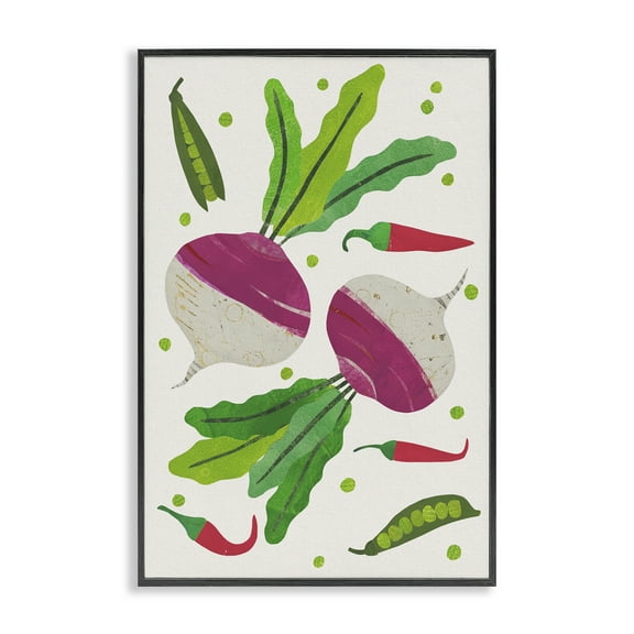 Stupell Industries Garden Vegetable Parsnips Black Framed Giclee Art design by Aribombari, 18 x 12