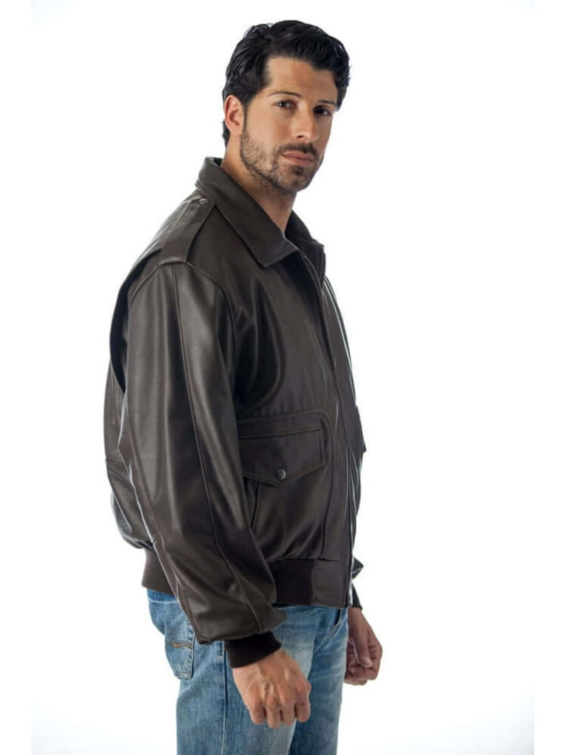 Men's Air Force A-2 Flight Leather Bomber Jacket - Walmart.com