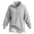 thumbnail image 5 of Mock Neck Sweatshirt for Women Oversized Casual Button Henley Neck Pullover Tops, 5 of 6