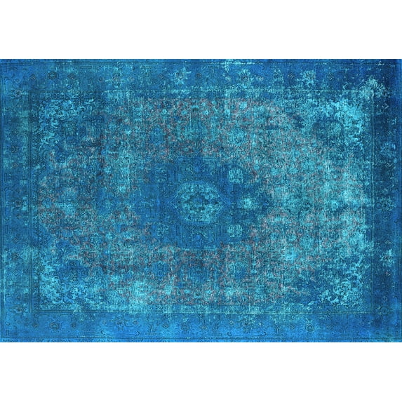 Ahgly Company Indoor Rectangle Oriental Light Blue Industrial Area Rugs, 2' x 4'