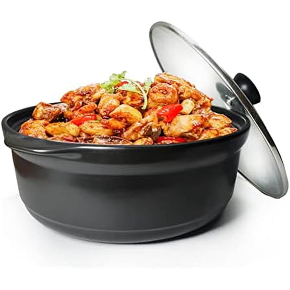 Ceramics Casserole Dish 3qt/100oz Round Bakeware with Cover Handles Lid Oven Safe Cookware (Glass lid)$$Home Decor, Kitchen, & Other