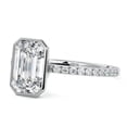 thumbnail image 2 of Bow Jewelry 2.1 Ct Emerald Cut Moissanite Ring - 14K White Gold Plated Engagement Wedding Ring for Women - Party Wear Special Occasion Ring, 2 of 3