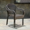 thumbnail image 4 of Noble House Patio Resin Outdoor Wicker Arm Chair Dark Brown Color (Set of Two), 4 of 8