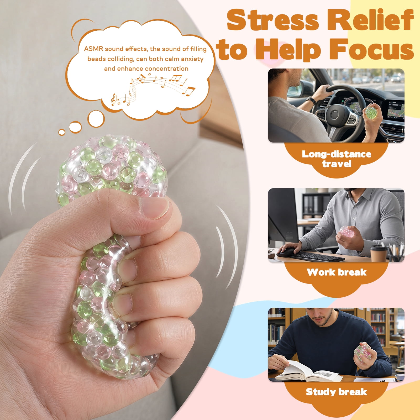 Austok DIY Stress Ball Making Kit Portable Empty Squeeze Ball DIY Kit with Vacuum Tool Cable Tie Filler Bead Expander Tool for Home Office Adult