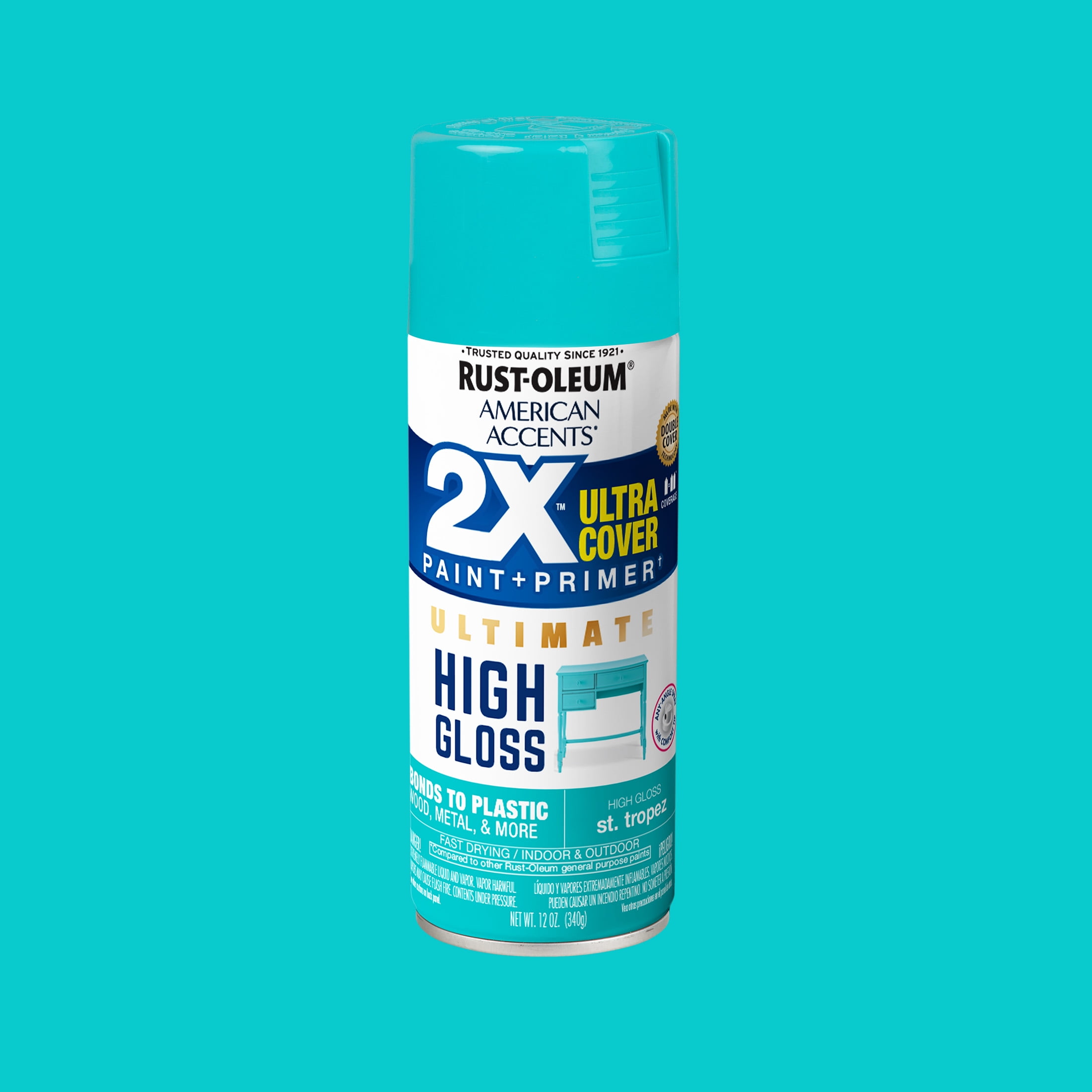 (6 pack) St. Tropez, Rust-Oleum American Accents Ultra Cover 2X High Gloss Spray Paint-328377, 12 oz