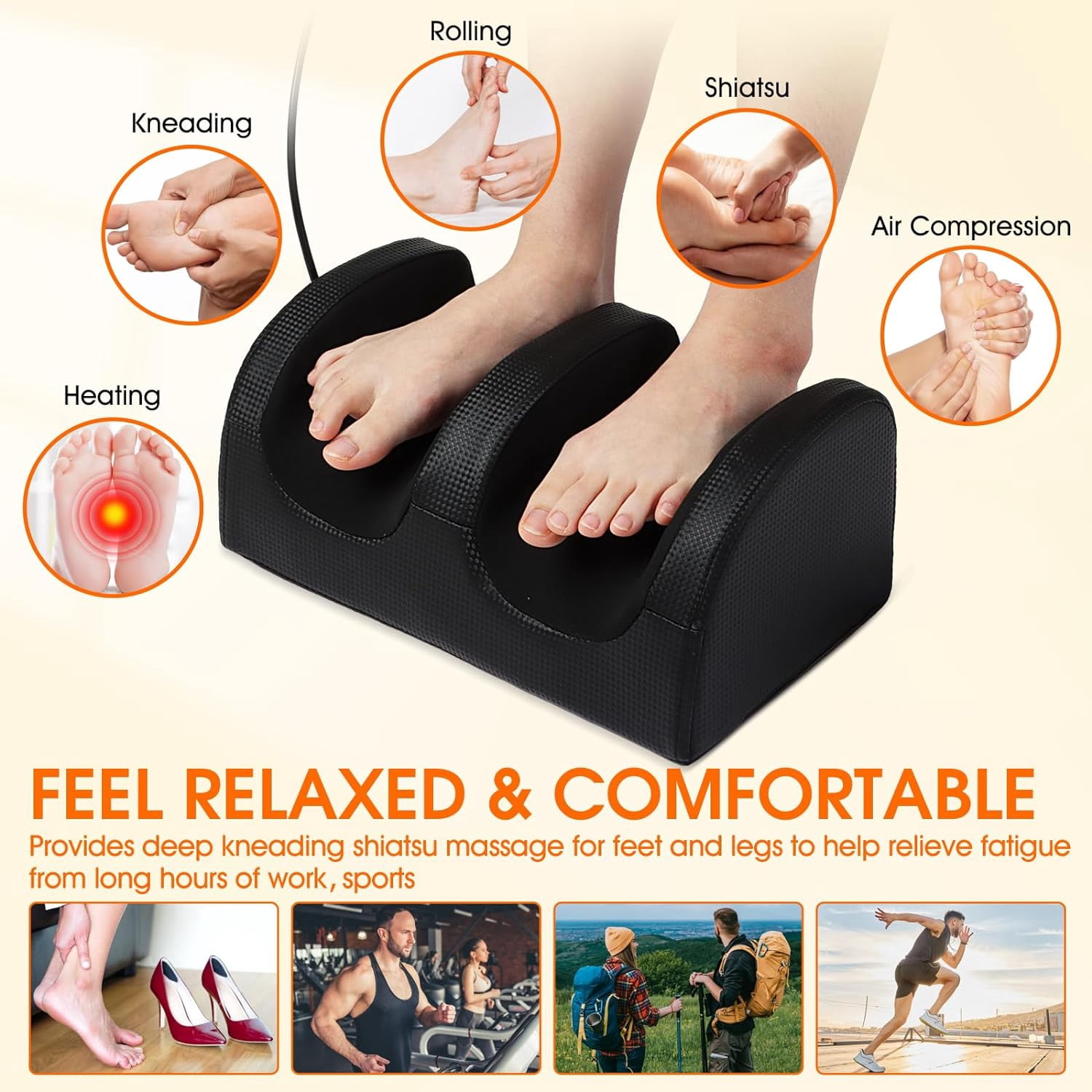 Electric Shiatsu Foot Massage Machine with Heat&Remote, Multi-Modes Foot and Calf Massager, Kneading Deep Tissue Massage, Deep Feet Massager for Promotes Blood Circulation, Best Gifts for Fmaily