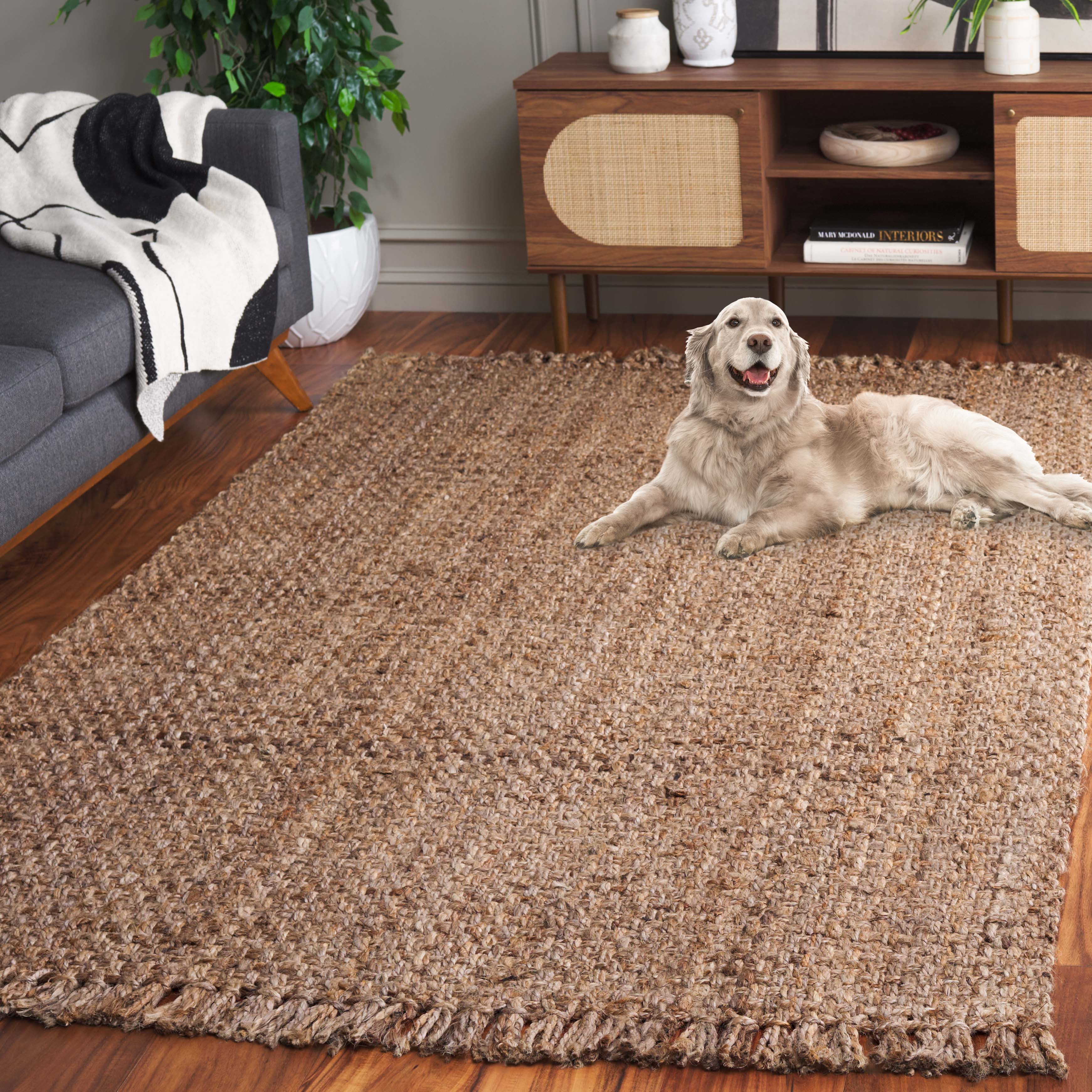SAFAVIEH Natural Fiber Doncho Bordered Area Rug, Natural, 6' x 6' Square