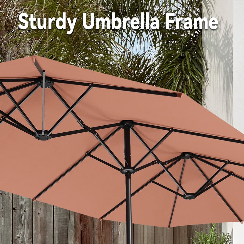 Meetleisure 12.5FT Outdoor Patio Double-Sided Umbrella with Crank Handle, Large Shade for Garden Poolside Backyard,Pink