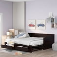 thumbnail image 4 of Harper & Bright Designs Extendable Daybed with Trundle Bed, Wood Daybed with Pull Out Trundle and 2 Storage Drawers, Twin to King Design Extending Bed Frame for Boys Girls, Espresso, 4 of 16