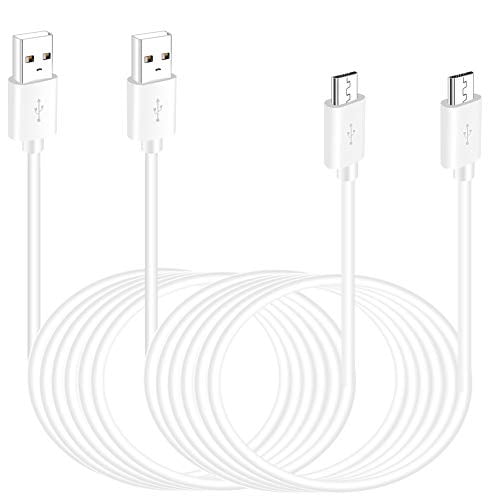 Itramax Micro USB Power Cable 10 FT 2 Pack 10 Feet, White ,Flat Micro USB Charging Power Cord,Charger for Wyze Cam Pan,Yi Cam,Nest Cam,Blink XT Camera,Furbo Dog,Arlo Q,Netvue,Xbox One Controller 