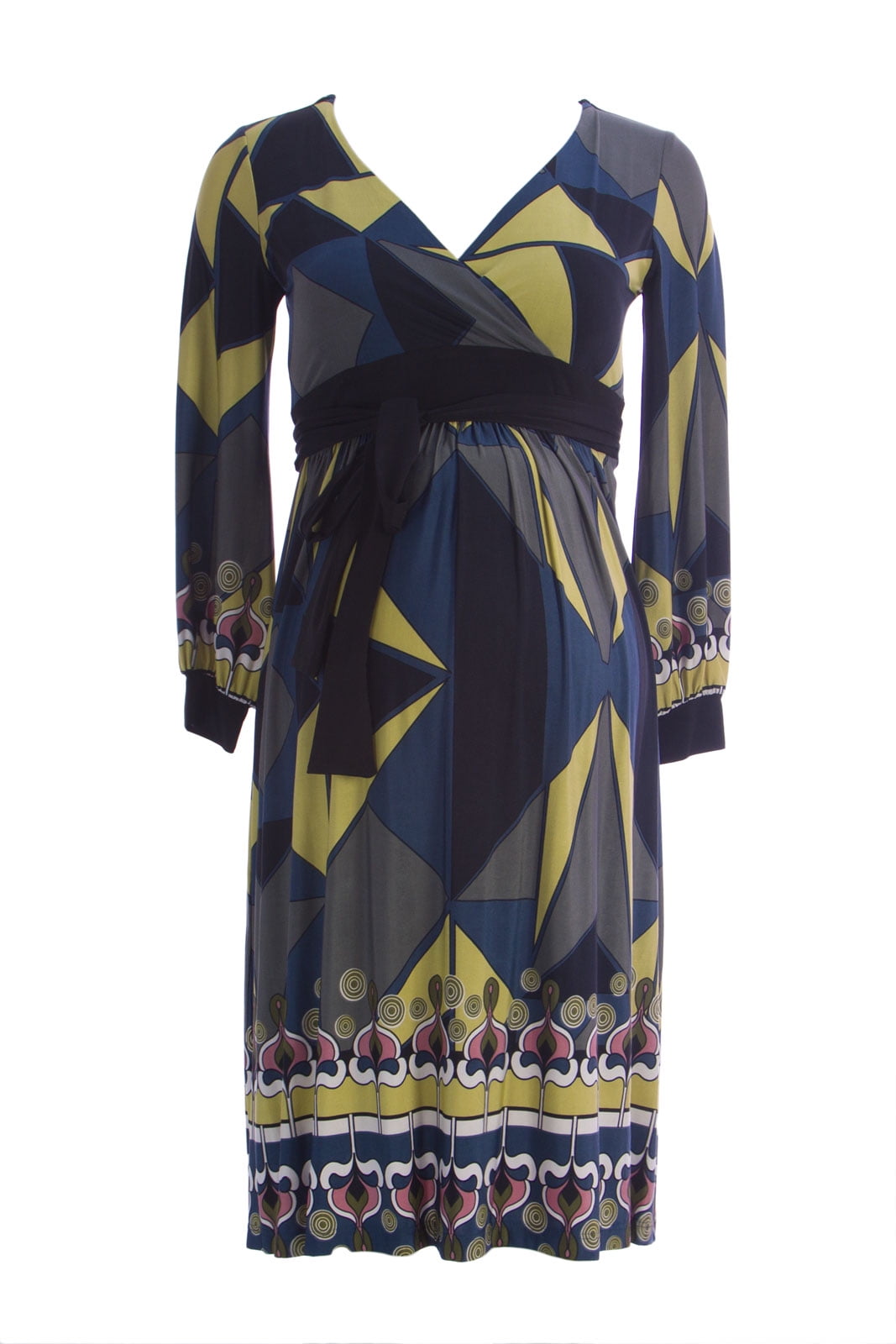 sunburst fan faux wrap dress