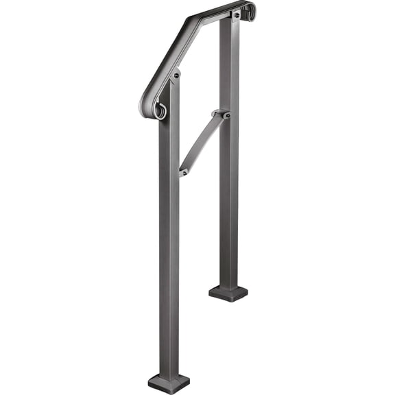 KFFKFF Handrail Arch #2 Fits 2 or 3 Steps Matte Black Stair Handrail Wrought Iron Handrail Mounting Kit Outdoor Step Handrail