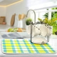 thumbnail image 4 of FREEAMG Dish Drying Mat Blue Yellow Plaid Microfiber Absorbent Drying Pad Heat Resistant Kitchen Island Countertop Protector 18"× 24", 4 of 6