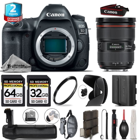 Canon EOS 5D Mark IV + 24-70mm 2.8L II + Battery Grip + Extra Battery - 96GB Kit (International Version)