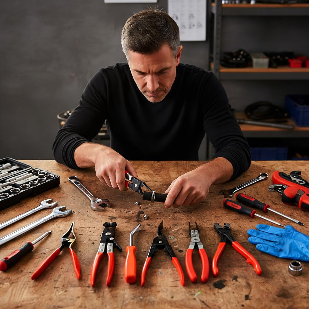 Professional Hose Clamp Kit, 2026 New Hose Clamp Pliers Set, Fuel Filter Caliper, Disconnecting Pliers,Crimping Plier,Cutting Plier,Wire Strippers for Electrical Repairs,Auto Maintenance