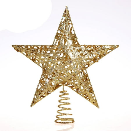 Christmas Tree Star Charm - 11.8-Inch (30cm) Elegant Gold Glitter Sparkle Swirl Christmas Tree Topper Star Ornaments Decoration