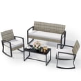 thumbnail image 2 of Noelse 4 Piece Patio Furniture Set, Outdoor Wicker Patio Furniture with Coffee Table and 2 Rocking Bistro Set for Backyard, Light Grey, 2 of 8
