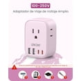 thumbnail image 4 of Adaptador Europeo Plegable LENCENT Rosado con 4 Salidas y 4 Puertos USB (2 USB C) para Alemania, Esp, 4 of 8