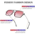 thumbnail image 3 of FEISEDY Vintage Square 70s Flat Aviator Sunglasses Women Men Metal Design Shades B2752, 3 of 13