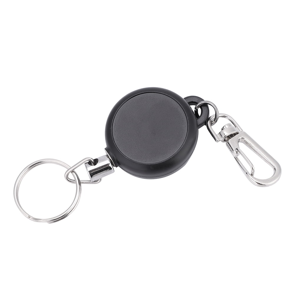Alomejor Retractable Keyring 60cm Steel Wire Rope Stretching Keys Clasp Heavy Duty Retractable Badge Holders with Carabiner Reel Clip
