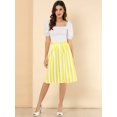 thumbnail image 3 of Allegra K Falda Mujer Midi A Rayas Con Botones Y Elástica, dos colores Amarillo XS, 3 of 6