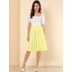 thumbnail image 3 of Allegra K Falda Mujer Midi A Rayas Con Botones Y Elástica, dos colores Amarillo M, 3 of 6