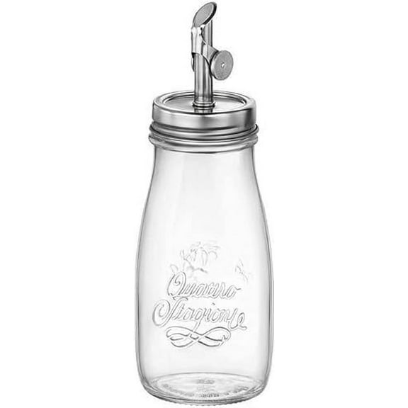 Bormioli Rocco Quattro Stagioni Bottle with Oil Lid, 13.5 oz, 1 Unit each, Clear, Silver