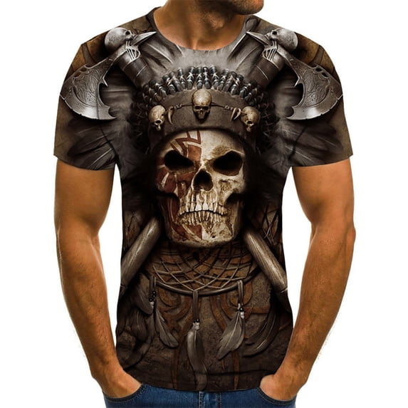 3D Print Skull Tshirt Short Sleeve Novelty Funny Graphic T Shirts for Men Vampire Skeleton Graphic Casual Crewneck Fashion Tee Tops