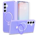 thumbnail image 1 of Asuwish Phone Case for Samsung Galaxy S24 FE 5G Tempered Glass Screen Protector Magnetic Folding Stand Frosted Translucent Rugged Shockproof Protective Cell Cover S 24 EF S24FE 24S Women Men Purple, 1 of 7