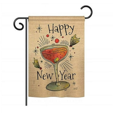 Breeze Decor BD-NE-G-116012-IP-BO-D-US18-BD G166012-BO Cheers to Happy New Year Winter Impressions Decorative Vertical 13 x 18.5 in. Double Sided Garden Flag
