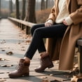 thumbnail image 4 of Women's Non-Slip Warm Casual Fall Boot Fashion Combat Boots Winter Ankle Booties Brown US 8, 4 of 7