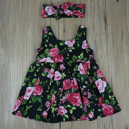 Baby Girl Floral Dress Kid Party Wedding Pageant Formal Dresses Sundress Clothes 0-4Years